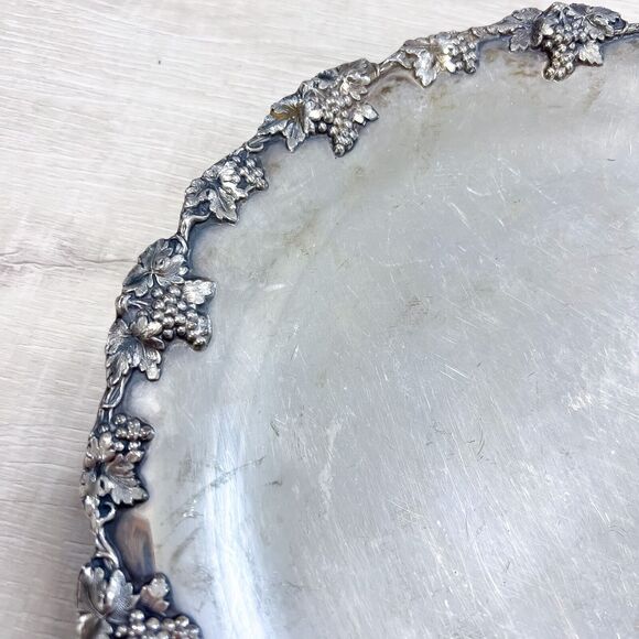 Vintage Homan Plate Electro Plated Nickel Silver 10in Platter #3157 Grapevine - Picture 2 of 6